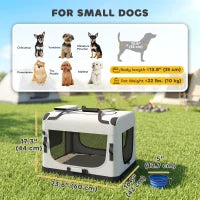 Soft-Sided Pet Carrier Bag for Small Dogs, Light Grey