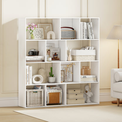 Open Shelf Bookcase 4-Tier Modern Bookshelf with 12 Storage Compartments, White Bookcases at Gallery Canada