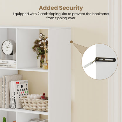 Open Shelf Bookcase 4-Tier Modern Bookshelf with 12 Storage Compartments, White Bookcases at Gallery Canada