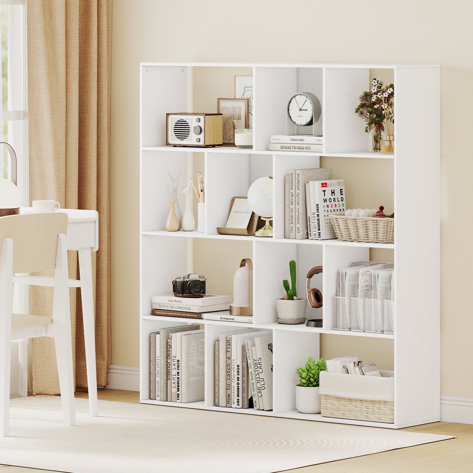 Open Shelf Bookcase 4-Tier Modern Bookshelf with 12 Storage Compartments, White Bookcases at Gallery Canada