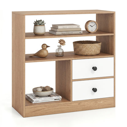 Open Storage Cabinet with 3 Open Compartments and 2 Drawer, Natural Furniture at Gallery Canada