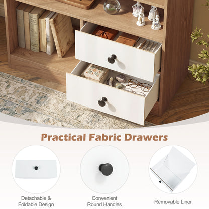 Open Storage Cabinet with 3 Open Compartments and 2 Drawer, Natural Furniture at Gallery Canada