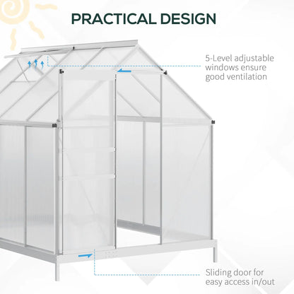 6' x 8' x 6.5' Walk-in Greenhouse, Polycarbonate, Adjustable Roof Vent, Sliding Door, Clear Walk In Greenhouses at Gallery Canada
