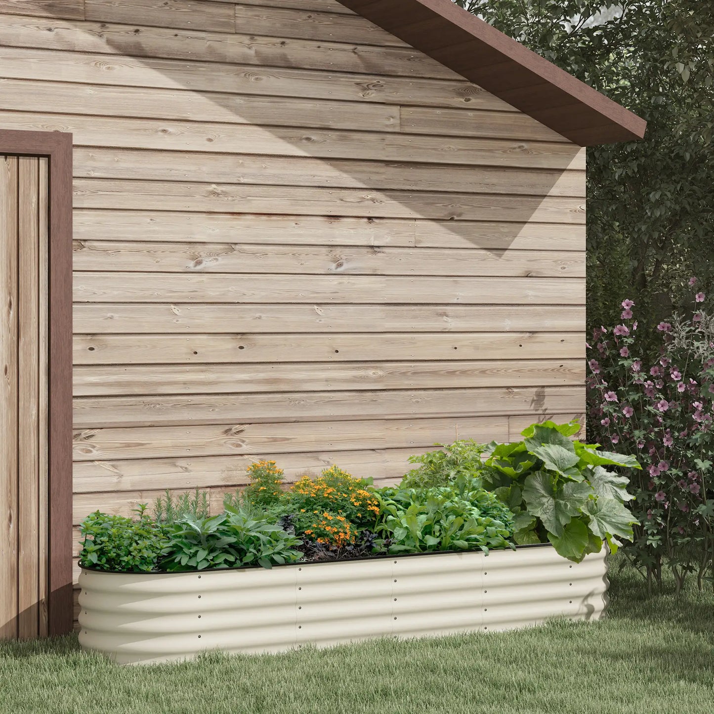 Galvanized Steel Raised Garden Bed, 8 x 2 x 1.5 FT, Cream White