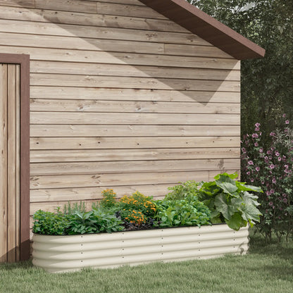 Galvanized Steel Raised Garden Bed, 8 x 2 x 1.5 FT, Cream White