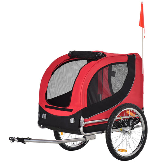 Dog Bike, Trailer Pet Cart, Bicycle Wagon, Travel Cargo, Carrier Attachment with Hitch, Foldable for Travelling, Red - Gallery Canada