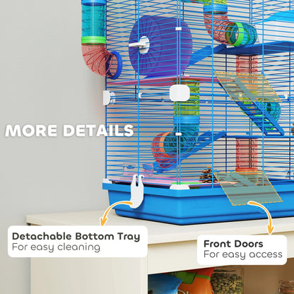 5-Tier Hamster Cage, Portable With Wheels, Tube, Blue Hamster Cages at Gallery Canada