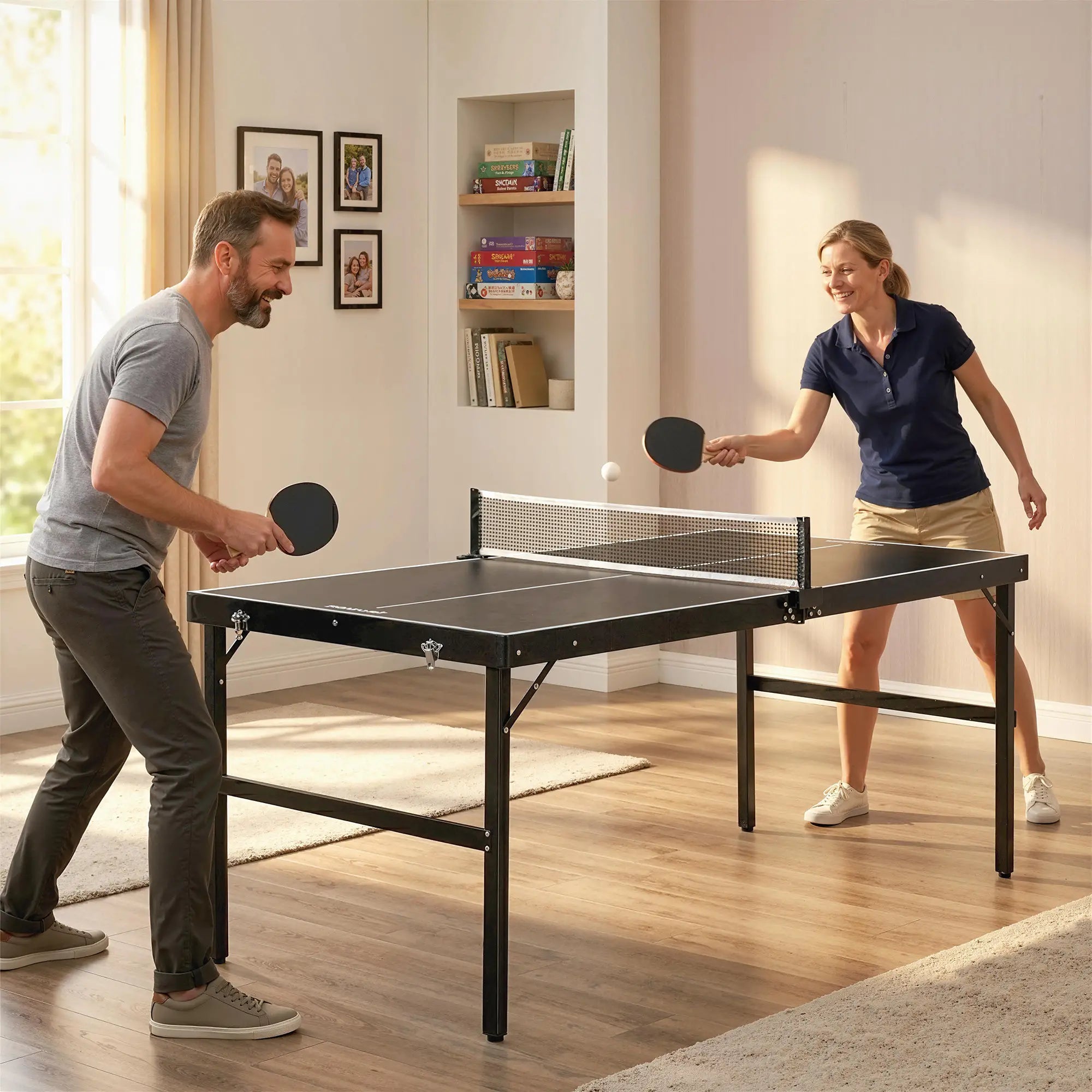 Mini Folding Table Tennis Table, Aluminium Frame, Portable, Black Game Tables at Gallery Canada