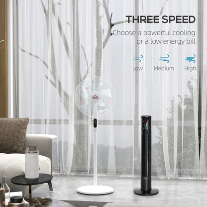 16" Tower and Pedestal Fan Set, Remote, Adjustable, White Tower Fans at Gallery Canada