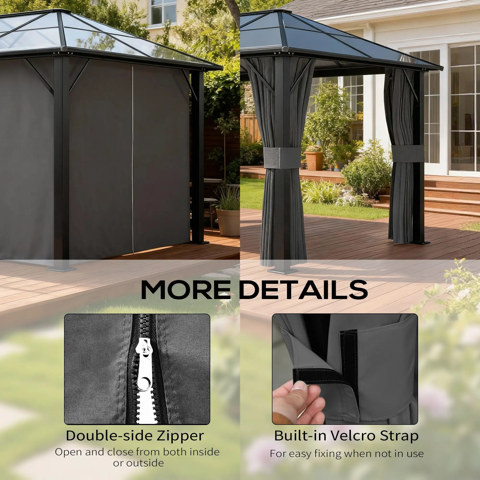 10' x 12' Gazebo Sidewall Set, 4 Panels, Grey Gazebo Sidewalls at Gallery Canada