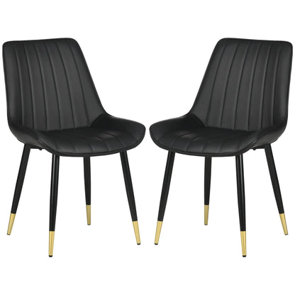 Modern Dining Chairs Set of 2, PU Leather Upholstery, Steel Legs, Black Bar Stools Black, Gold at Gallery Canada