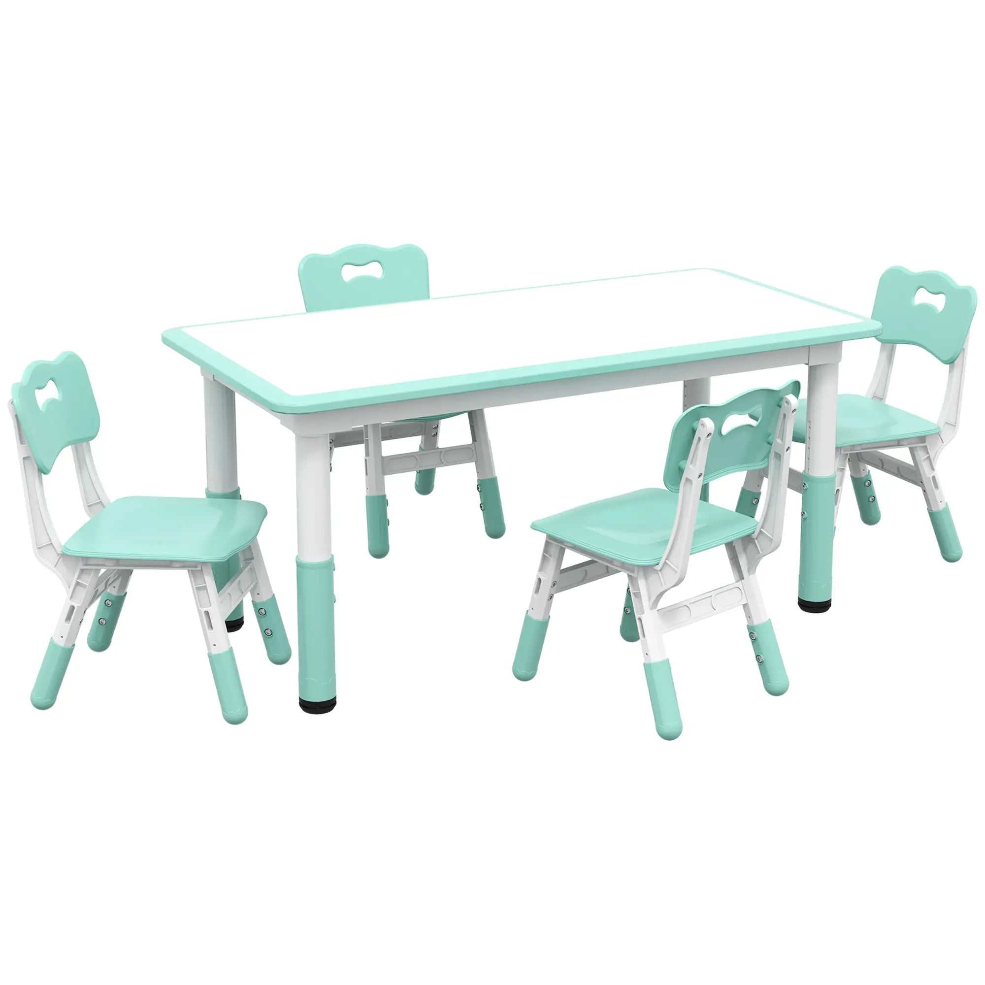 Kids Table and Chair Set, 4 Chairs, Adjustable Height, 1.5 - 5 Years, Green Kids Table Sets Green at Gallery Canada