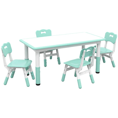 Kids Table and Chair Set, 4 Chairs, Adjustable Height, 1.5 - 5 Years, Green Kids Table Sets Green at Gallery Canada