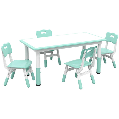 Kids Table and Chair Set, 4 Chairs, Adjustable Height, 1.5 - 5 Years, Green
