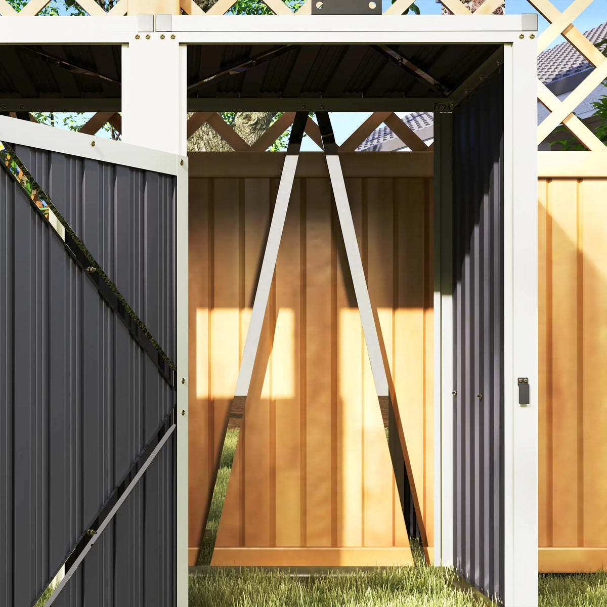 Double Garbage Bin Shed, Lockable Outdoor Storage, Dark Grey Sheds at Gallery Canada