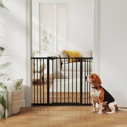 30 Inch Tall Pet Gate with Door, Includes Extensions Kit, Black Houses, Kennels & Pens at Gallery Canada