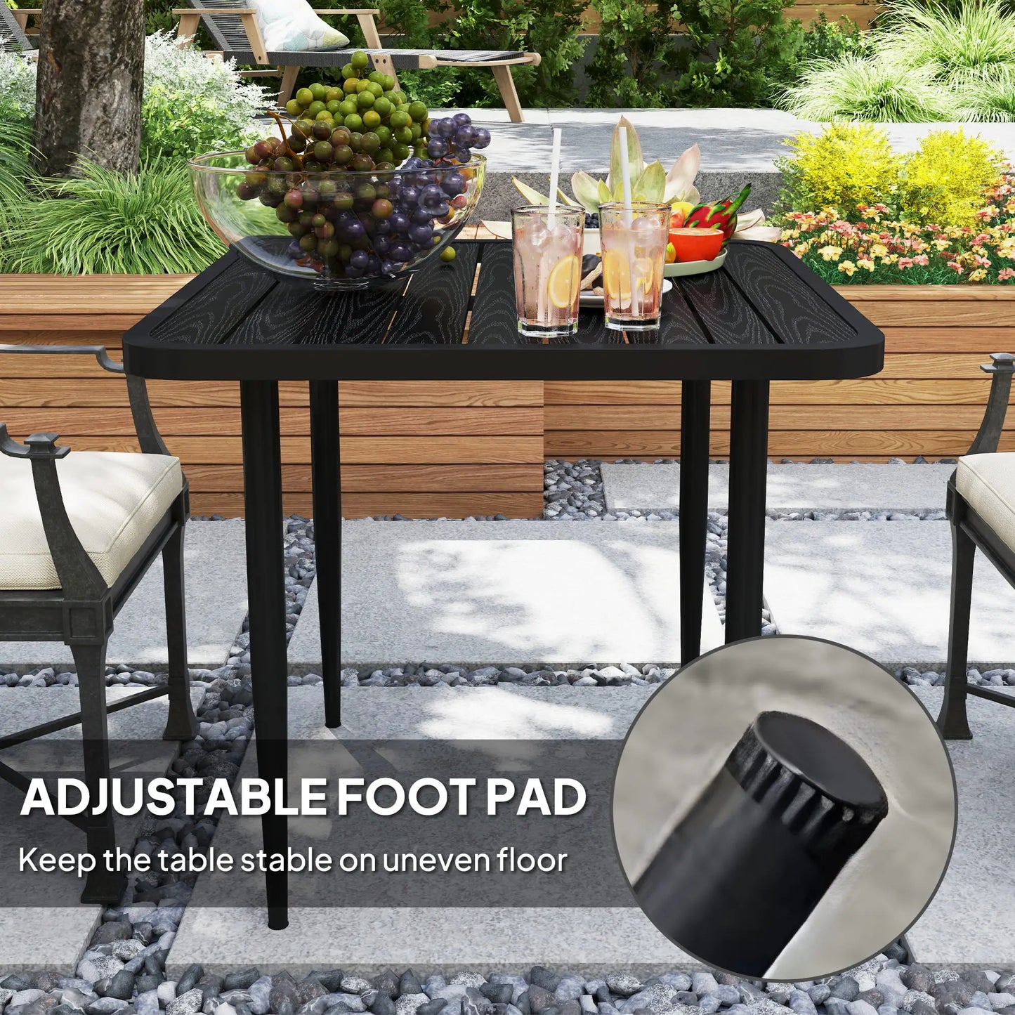 31.5" Metal Square Patio Dining Table for 4, Outdoor Garden, Black Patio Dinning Tables at Gallery Canada