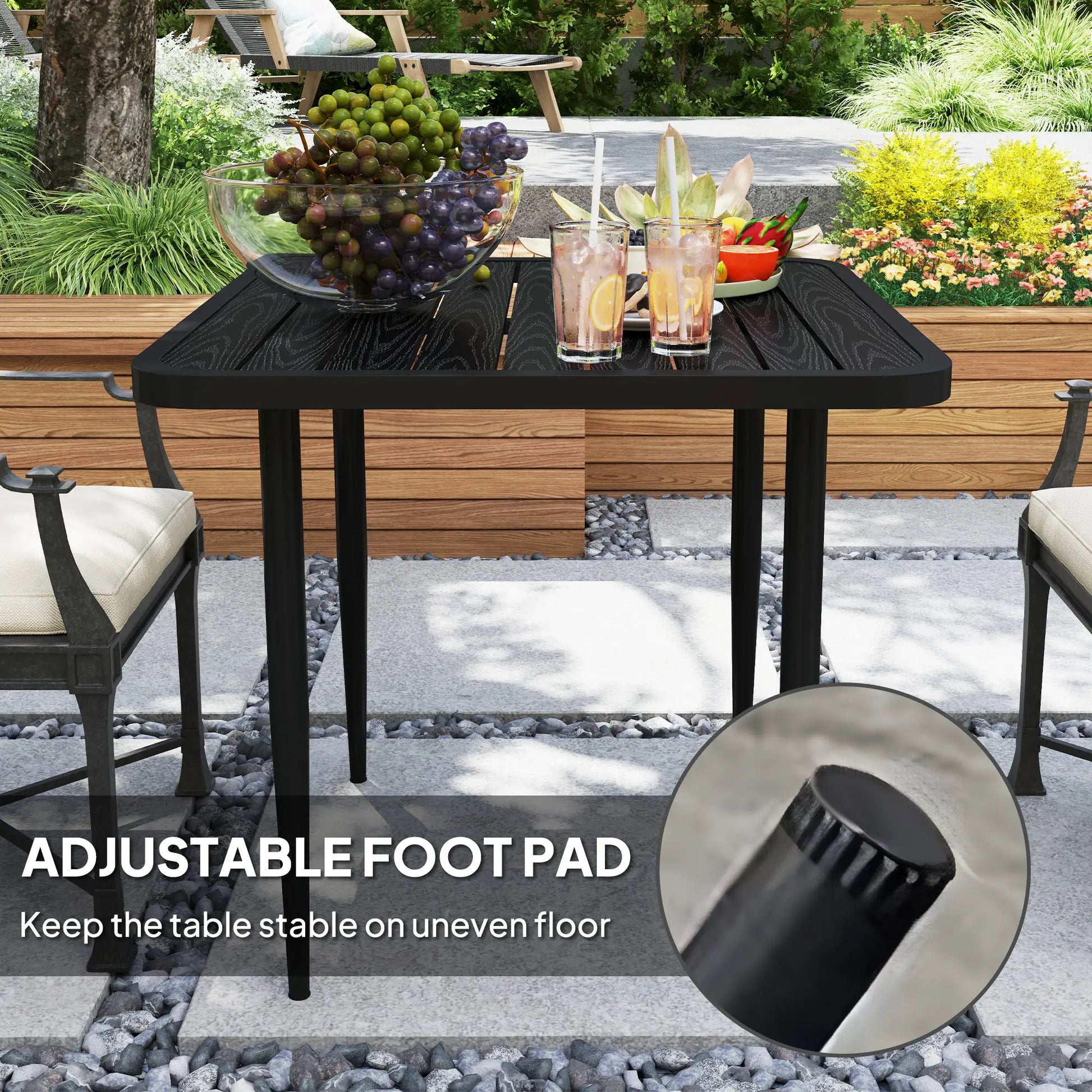 31.5" Metal Square Patio Dining Table for 4, Outdoor Garden, Black Patio Dinning Tables at Gallery Canada