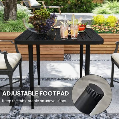 31.5" Metal Square Patio Dining Table for 4, Outdoor Garden, Black Patio Dinning Tables at Gallery Canada