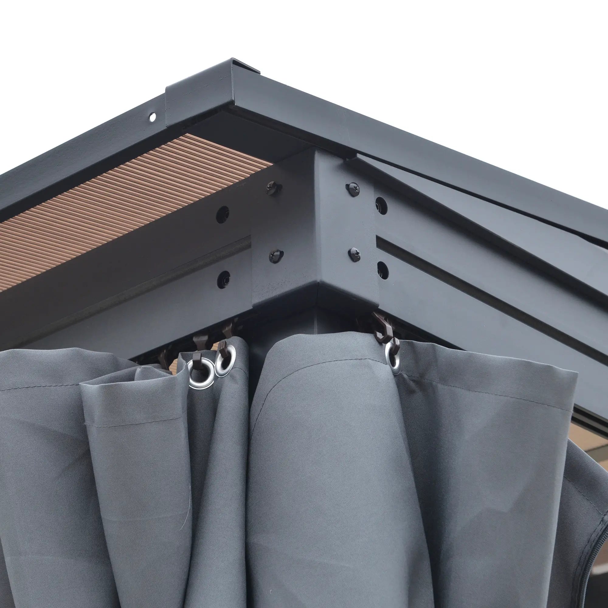 10' x 13' Hardtop Pergola, PC Roof Gazebo, Sun Shelter with Curtains Pergolas at Gallery Canada