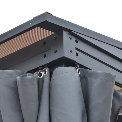 10' x 13' Hardtop Pergola, PC Roof Gazebo, Sun Shelter with Curtains Pergolas at Gallery Canada