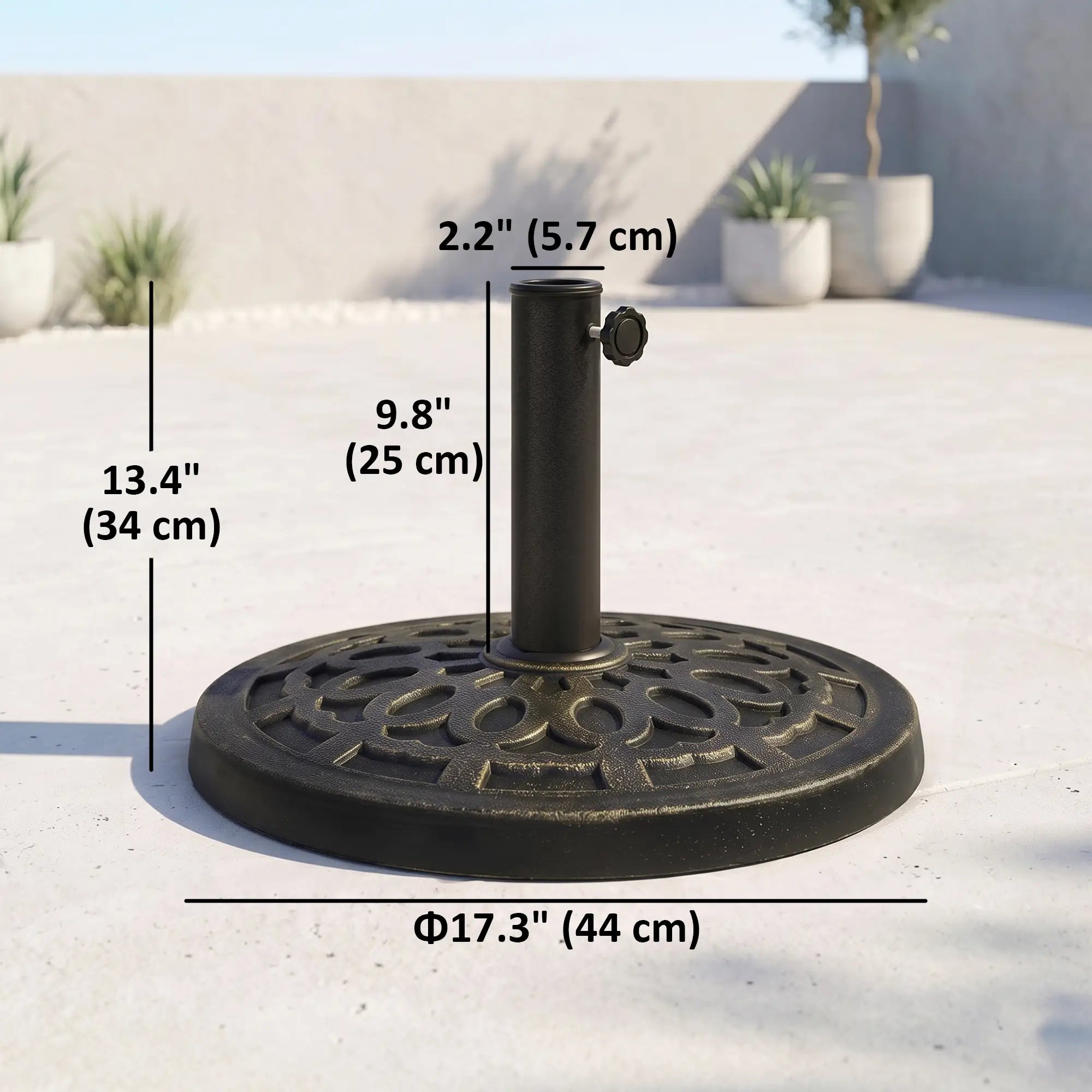 26 lbs Resin Umbrella Base, Round Market Parasol Holder, Φ1.5