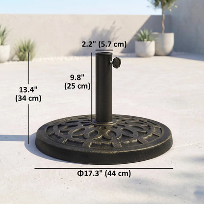 26 lbs Resin Umbrella Base, Round Market Parasol Holder, Φ1.5", Φ1.89" Pole, Bronze Umbrella Bases at Gallery Canada