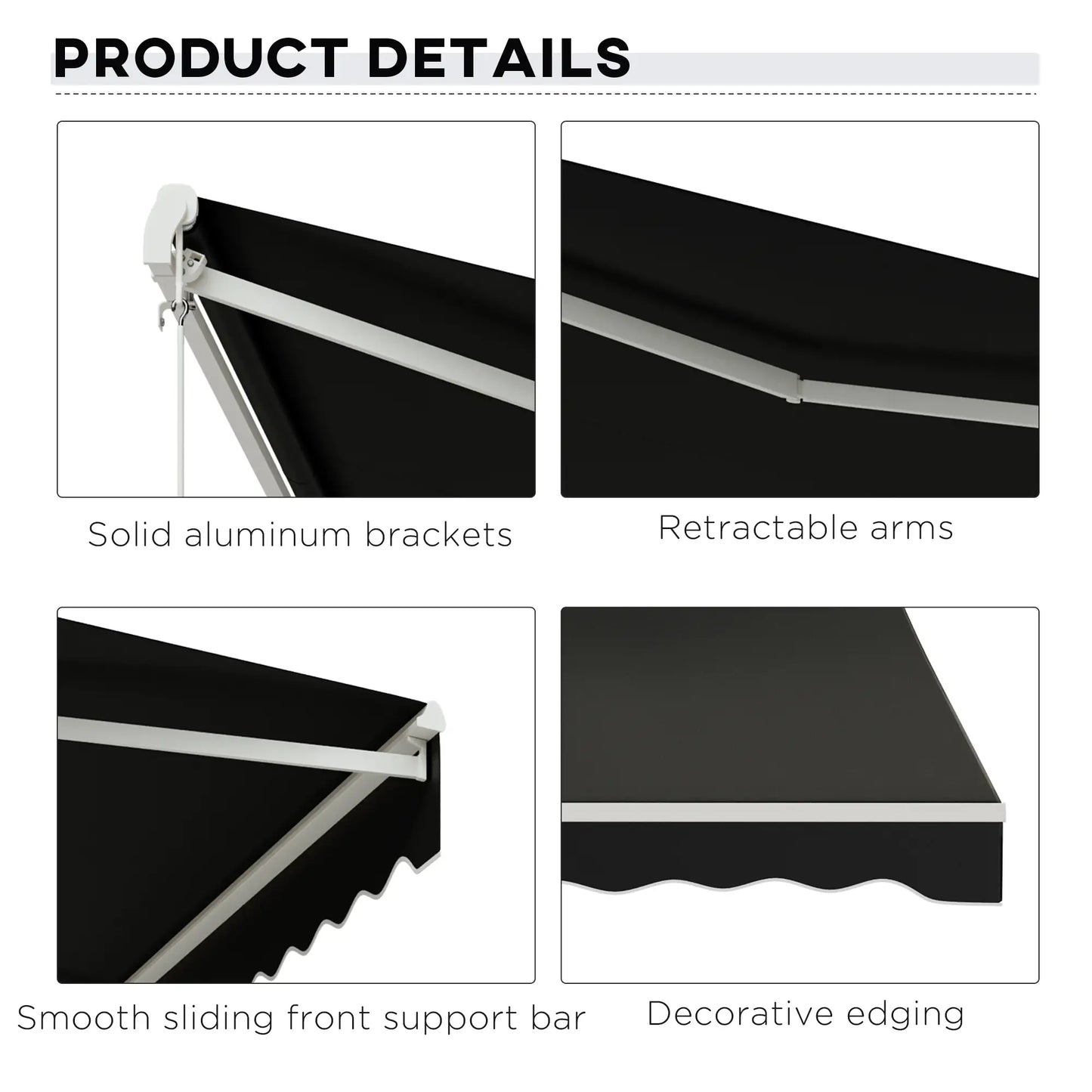 12'x10' Electric Retractable Awning, UV Protection, Black Deck Awnings at Gallery Canada