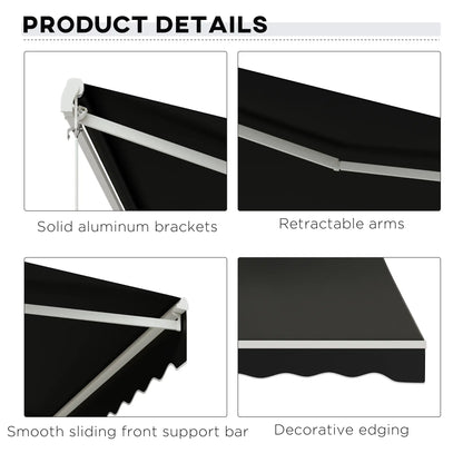 12'x10' Electric Retractable Awning, UV Protection, Black Deck Awnings at Gallery Canada