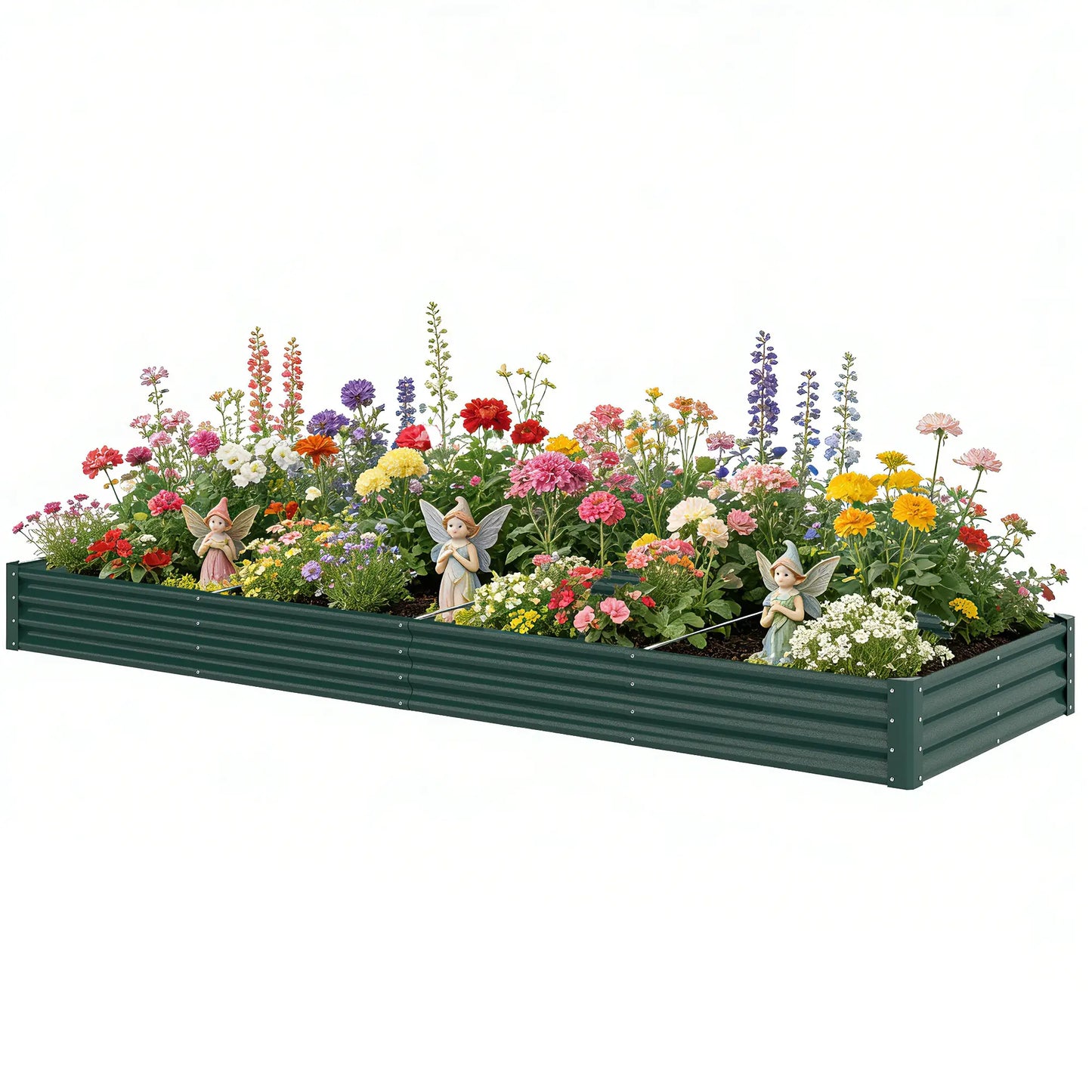 12 x 4 x 1ft Galvanized Raised Garden Bed, Reinforced Outdoor Planter Box, Green Galvanized Planter Boxes Green at Gallery Canada