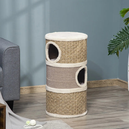 3 Story Cat Condo with Sisal Scratching Surface, 15" x 28", Khaki Brown Cat Towers at Gallery Canada