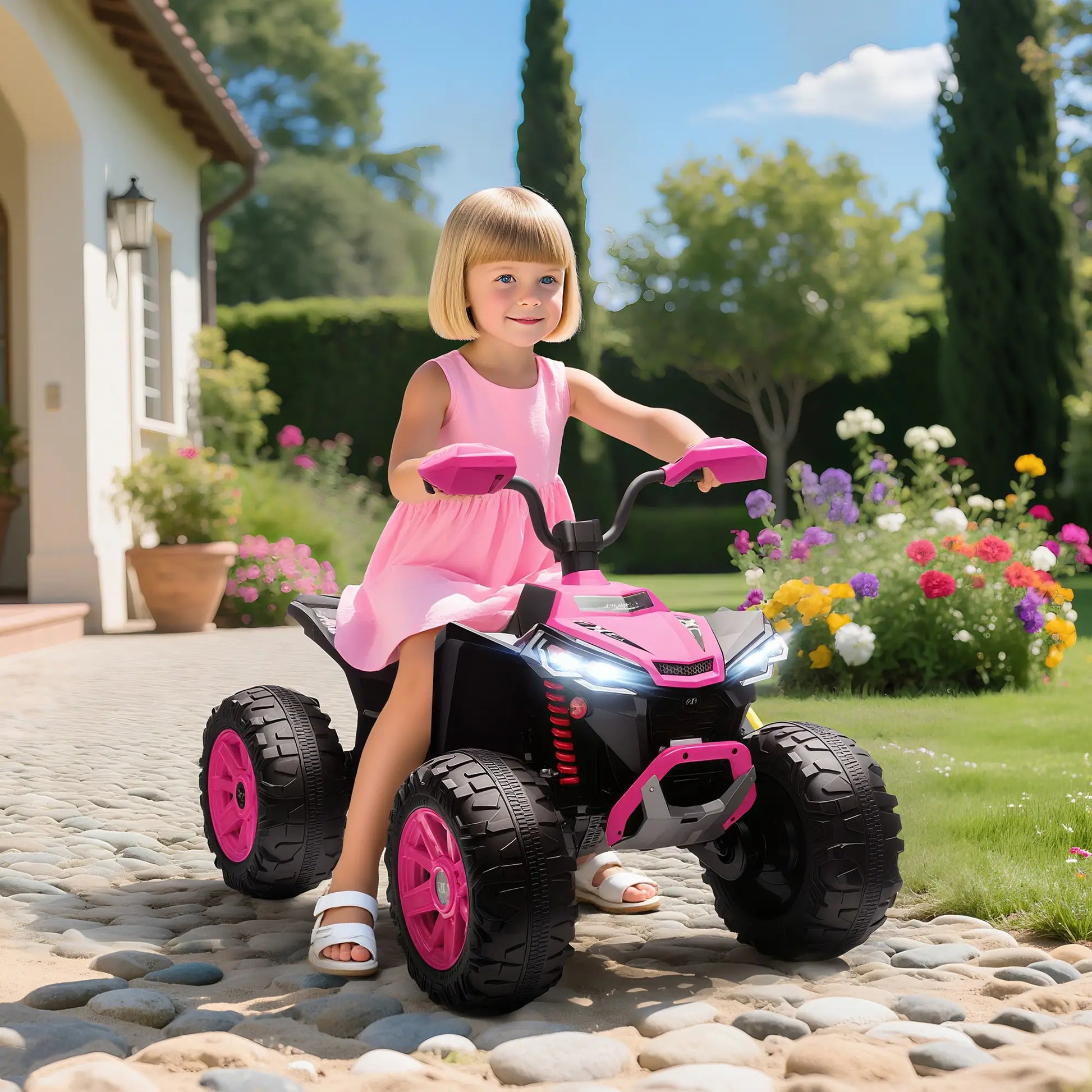 2-Seater All-Terrain 4 Wheeler, 24V Kids ATV, Electric Quad Car, Pink Electric Toy Cars at Gallery Canada