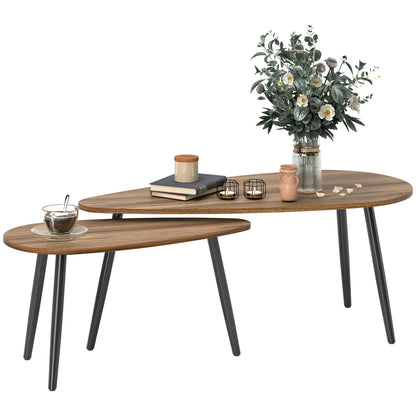 2 Pc Coffee Table Set, Industrial Nest Tables, Steel Legs, Brown Coffee Tables at Gallery Canada