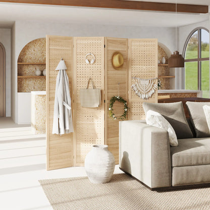 5.6 Ft. 4-Panel Room Divider, Freestanding Privacy Screen, Natural Room Dividers at Gallery Canada