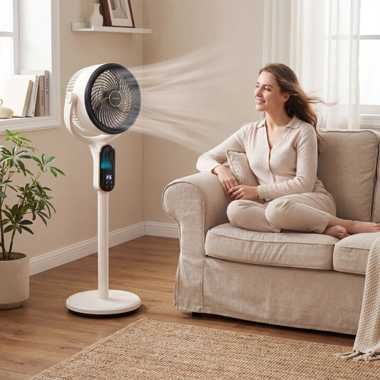 Oscillating Pedestal Fan with 8 Speeds Remote and 12H Timer, White Fans White at Gallery Canada