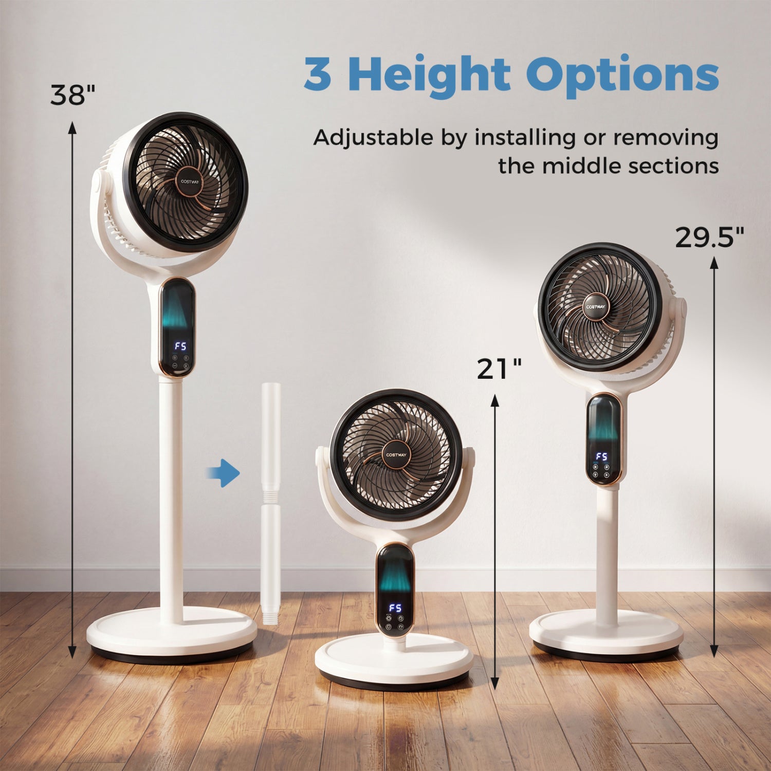Oscillating Pedestal Fan with 8 Speeds Remote and 12H Timer, White Fans at Gallery Canada