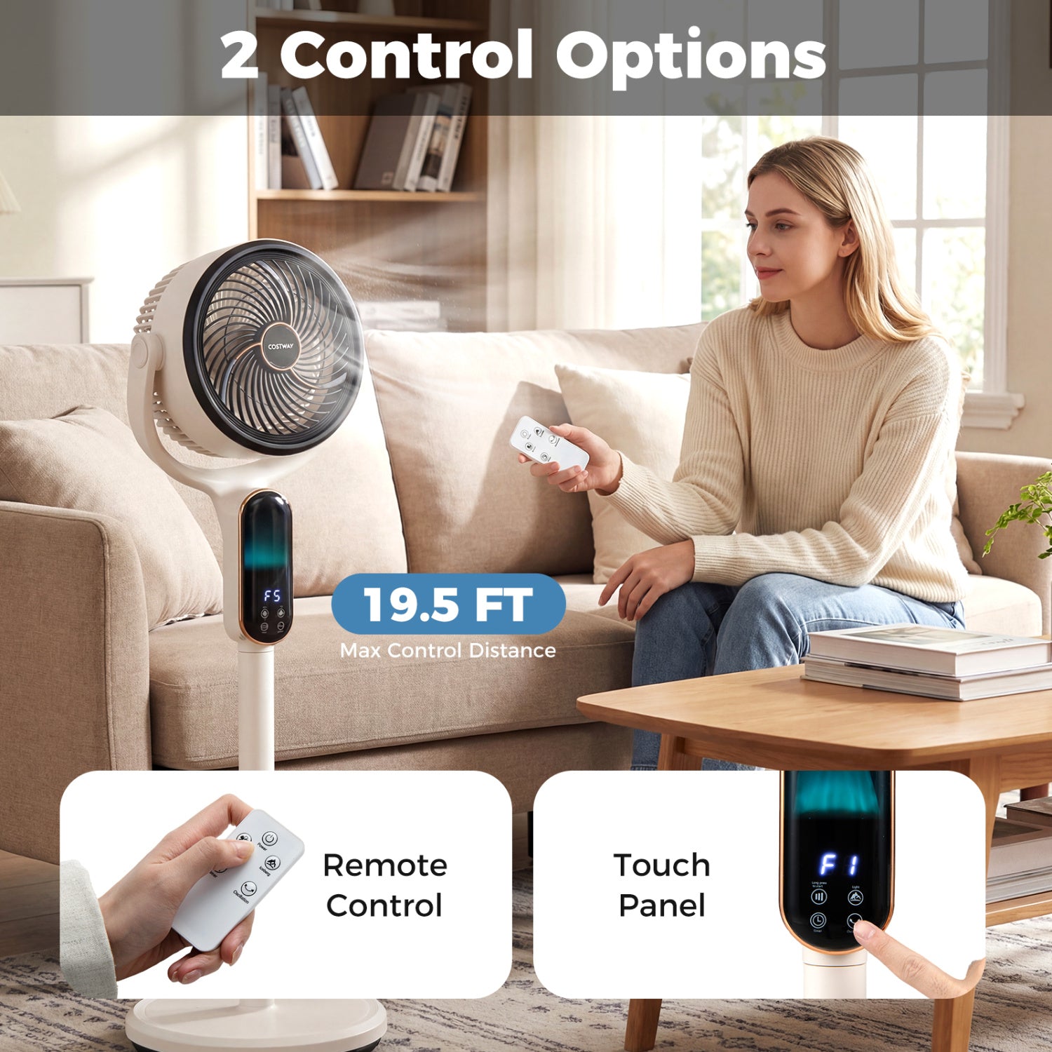 Oscillating Pedestal Fan with 8 Speeds Remote and 12H Timer, White Fans at Gallery Canada