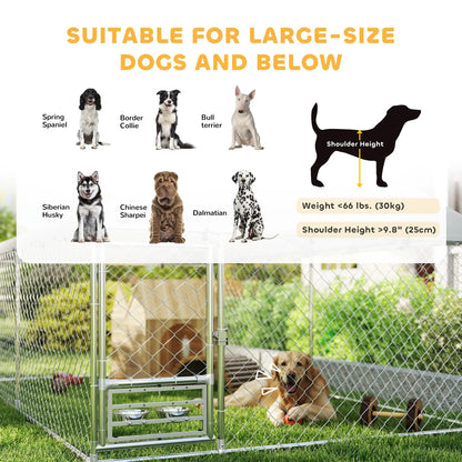 Outdoor Dog Run With Adjustable Bowls, Waterproof Cover, 13.1' x 7.5' x 5.2' Houses, Kennels & Pens at Gallery Canada