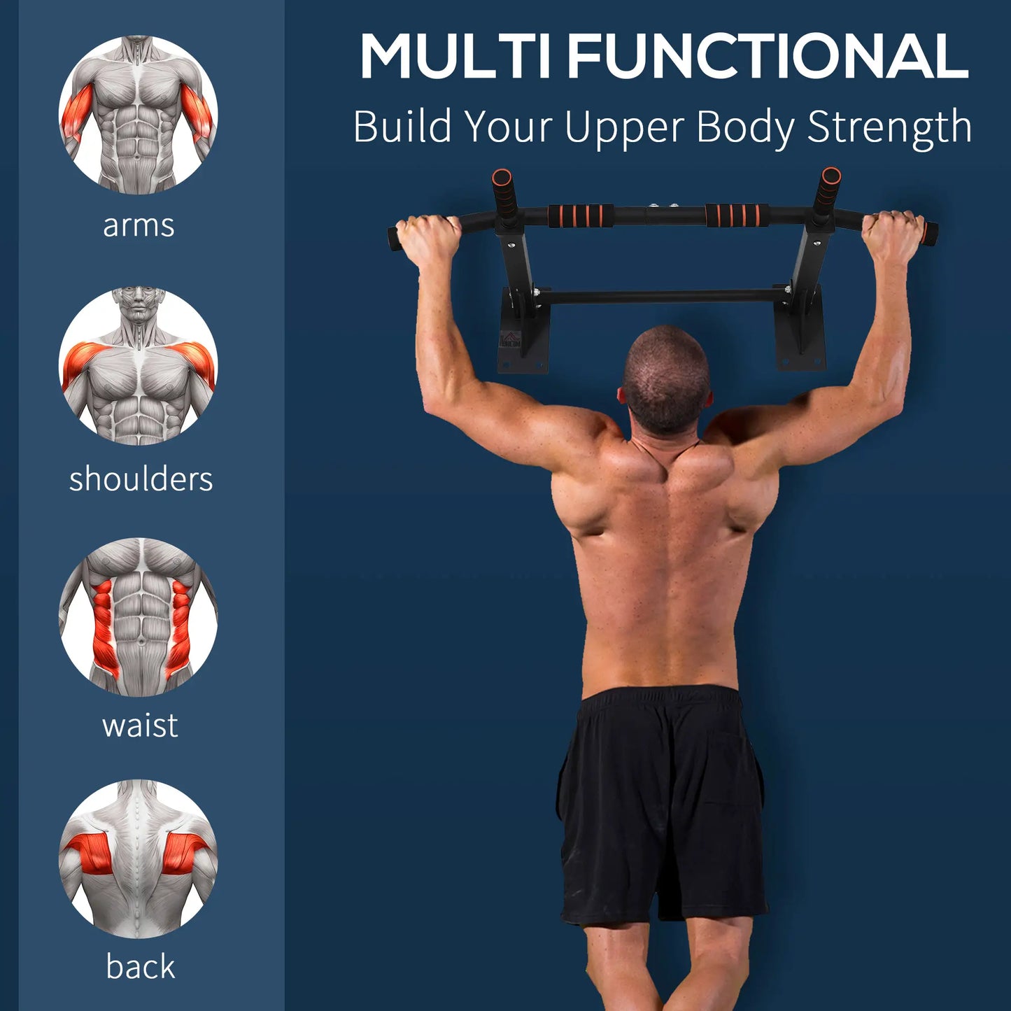 Wall Mount Pull Up Bar, Upper Body Strength Training, Non-Slip Foam, Black Pull Up Bars at Gallery Canada