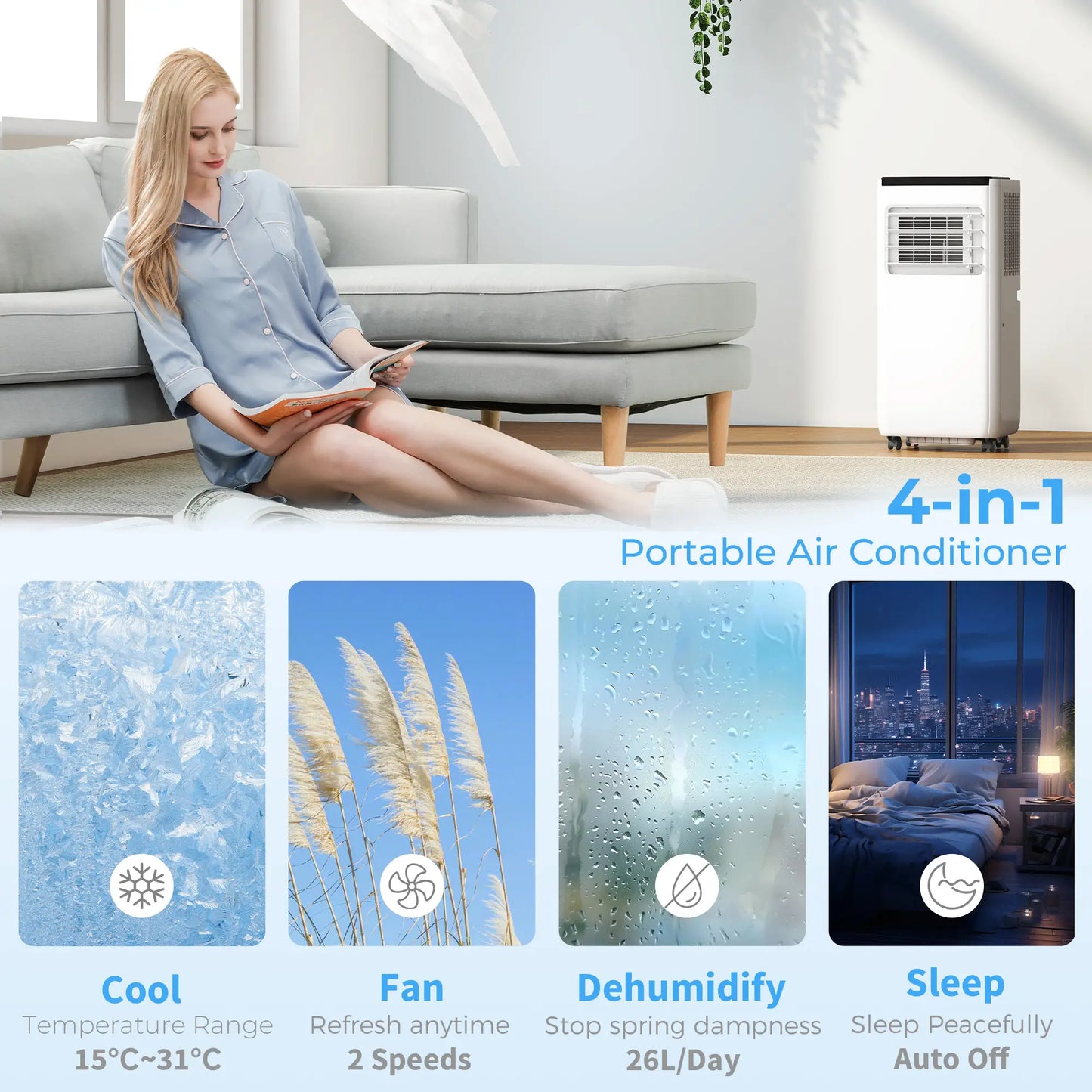 10000 BTU Portable Air Conditioner, Dehumidifier, Fan, WiFi, White Air Conditioner at Gallery Canada