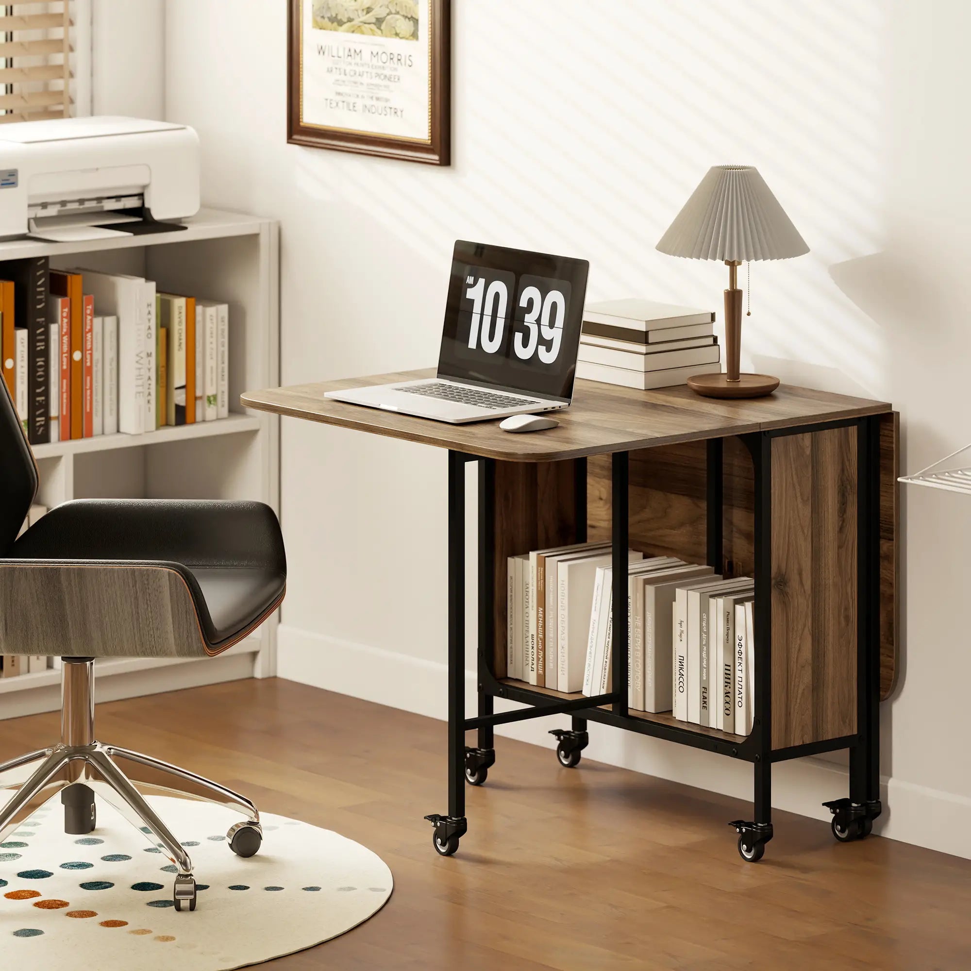 Folding Dining Table, Extendable Kitchen Table, 6 Wheels, Light Brown Bar Tables & Dining Tables at Gallery Canada