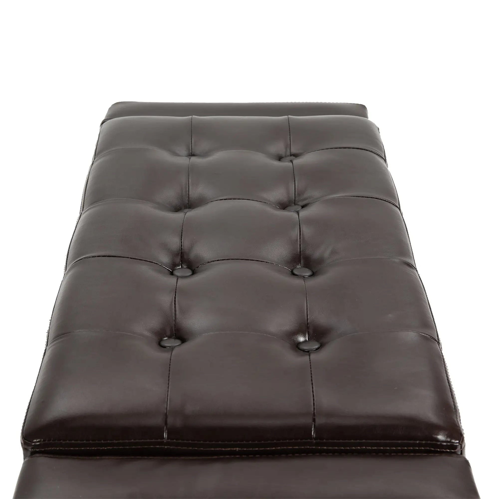 Storage Ottoman Bench, PU Leather, Tufted Design, Brown Storage Ottomans & Benches at Gallery Canada