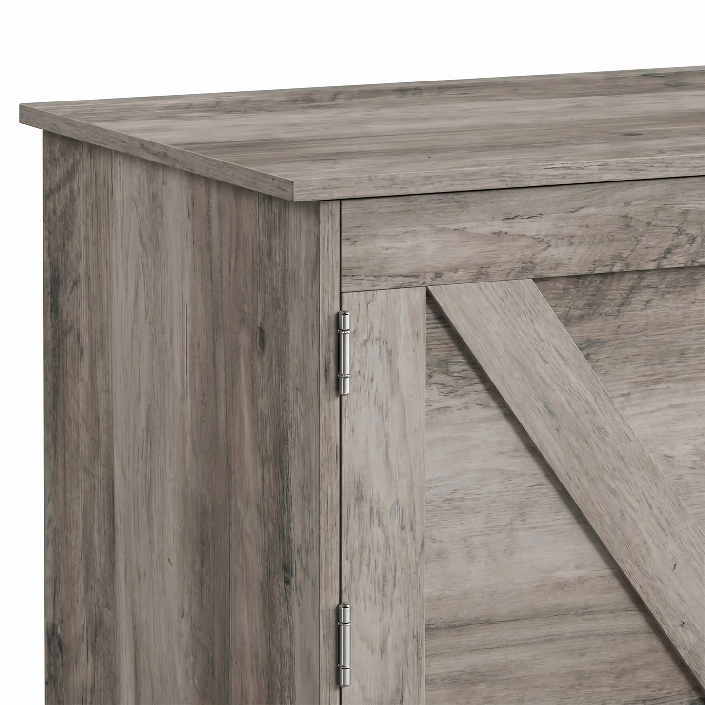 31.5" Storage Chest with Safety Hinge, Grey Wood Grain, Grey