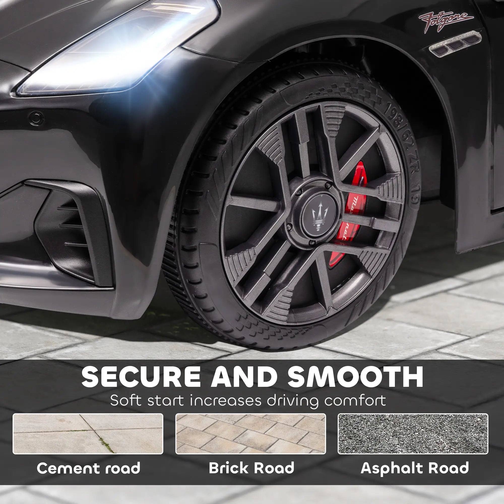 12V Maserati Kids Electric Car, Remote Control, LED Lights, MP3, Black Electric Toy Cars at Gallery Canada