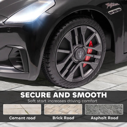 12V Maserati Kids Electric Car, Remote Control, LED Lights, MP3, Black Electric Toy Cars at Gallery Canada