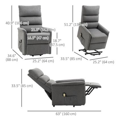 Power Lift Chair Recliner, Remote Control, Side Pockets, Dark Grey Electric Power Lift Chairs at Gallery Canada
