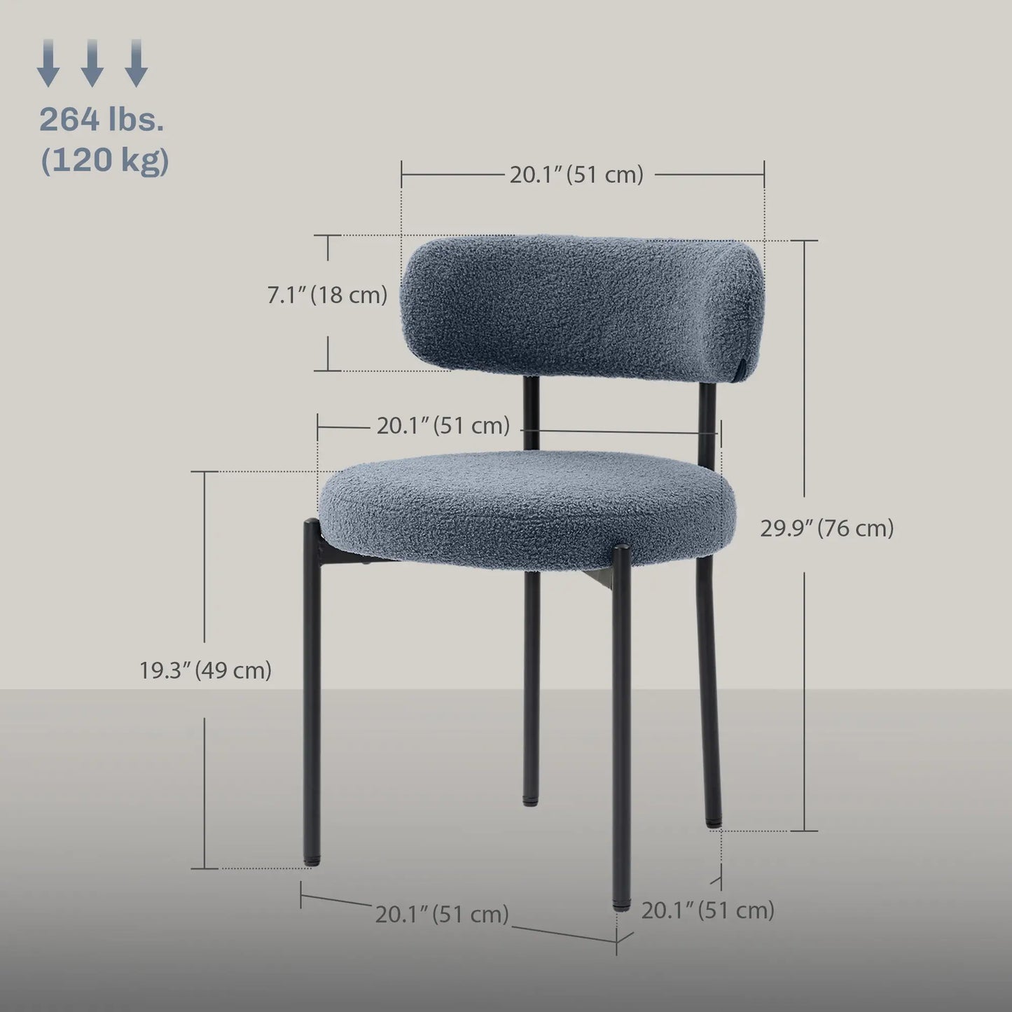 4 Pc Kitchen Chairs, Modern Dining, Berber Fleece Upholstery, Steel Legs, Grey Dining Chairs at Gallery Canada
