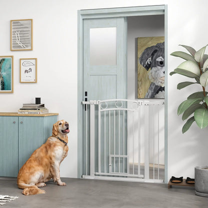 38" Extra Tall Dog Gate With Cat Door, 2 Extension Kits, 30"-41" Width Houses, Kennels & Pens at Gallery Canada