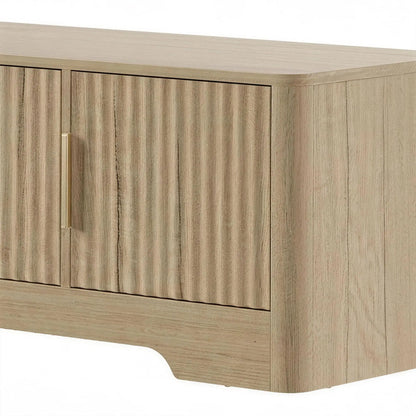 TV Stand for TVs up to 60", Modern Entertainment Center with Fluted Doors for Living Room, Oak TV Stands at Gallery Canada