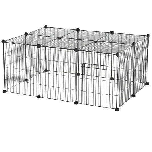 Small Animal Cage for Bunny, Guinea Pig, 16 Panels Houses & Habitats Black at Gallery Canada